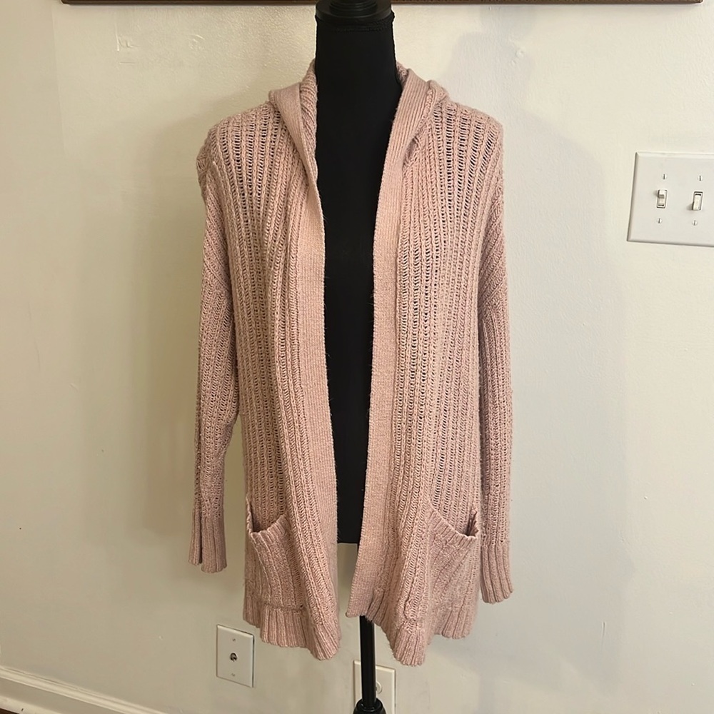 American Eagle Outfitters Long Line Open Front Cardigan W/Pockets, Sz. L.